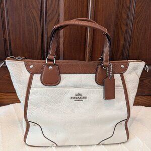 Coach Mickie Satchel in Spectator Leather #F37679 in Silver/Chalk/Saddle